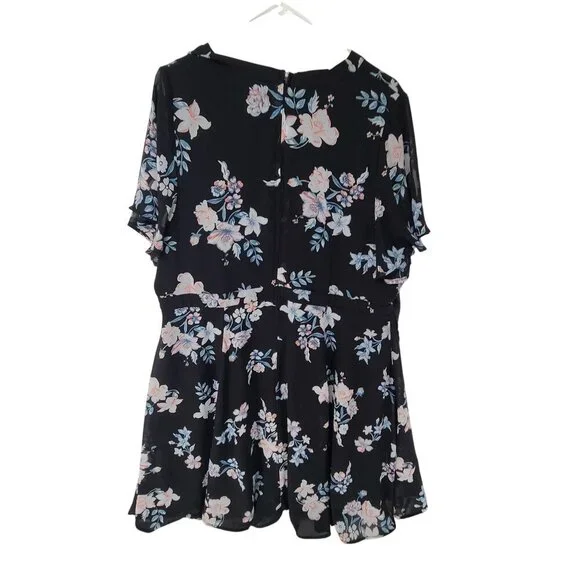 45 Torrid Women's Short Sleeve Midi Dress Black Floral Size 20 - Picture 5 of 7